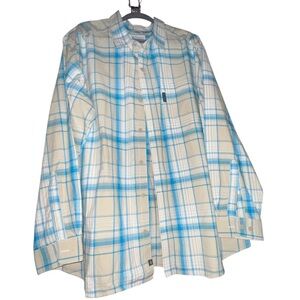 Columbia Beige and Blue Plaid Shirt